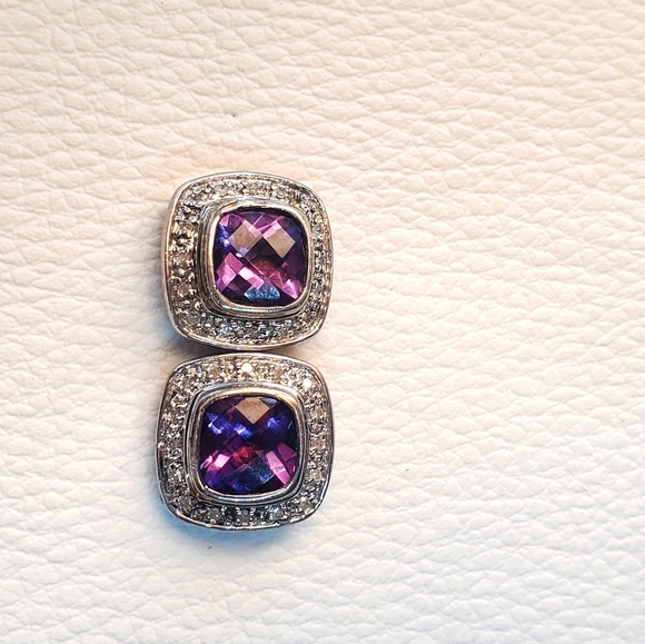 14k & 925 Wells Vintage Amethyst earrings - Picture 7 of 9